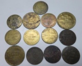 Lot of (10) Assorted Brass Brothel Tokens