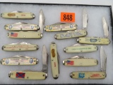 Lot (13) Vintage Political / Patriotic Pocket Knives. All USA.