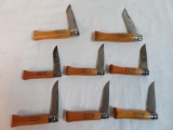 Lot (8) Vintage Opinel (France) Wood Handle Folding Knives