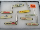 Lot (8) Vintage Advertising Pocket Knives. All USA. Chevy, Ford, Remington