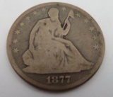 1877 US Seated Liberty 1/2 Half Dollar 90% Silver