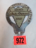 Vintage Auto Owners Insurance Metal License Plate Topper