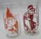 Lot of (2) 1940's Walt Disney Pinocchio Glass Tumblers Inc. Cleo, J. Worthington Foulfellow