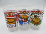 1986 McDonalds Restaurant McVote Promotional Glasses Set of (3)