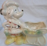 Vintage 1940's Walt Disney's Mickey Mouse as Santa Porcelain Planter