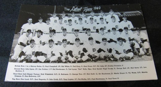 Rare 1949 Detroit Tigers RPPC Real Photo Postcard Unused