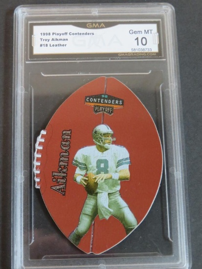 1998 Playoff Contenders #18 Troy Aikman Leather Insert GMA 10 Gem Mint