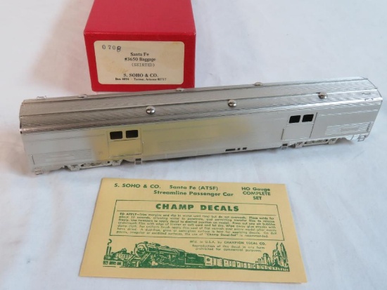 Vintage Soho & Co. HO Scale Brass Santa Fe #708 Skirted Baggage Car