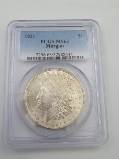 1921 Morgan US Silver Dollar PCGS MS63