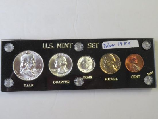 1959 U.S. Mint Proof Set Coins in Capital Holder, 90% Silver