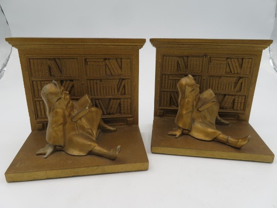 Antique Bradley & Hubbard Gnome Bronze Bookends