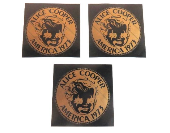 Alice Cooper Lot (3) 1973 Promo Stickers