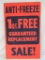 Vintage Anti-Freeze Sale Service Station Cardboard Advertising Sign