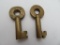 Lot of (2) Antique Brass Railroad Switch Keys Inc. C&O, GTW