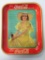 Antique 1938 Coca-Cola Girl in Yellow Dress Metal Advertising Tray