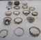 Estate Found Collection of (17) Sterling Silver Rings (Total wt. 55g)