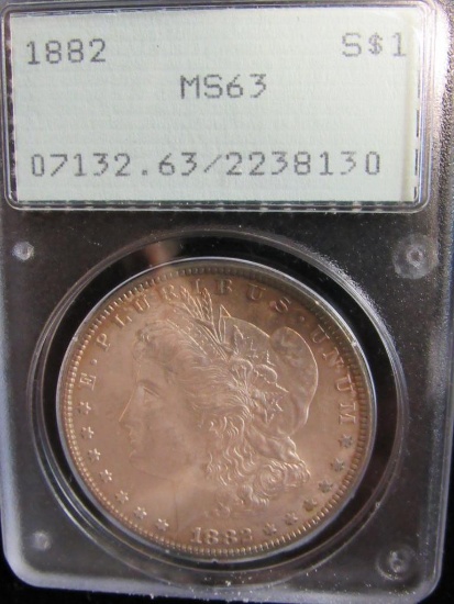1882 Morgan US Silver Dollar PCGS MS63