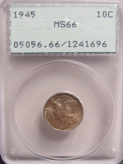 1945 Mercury US Silver Dime 10 cents PCGS MS66