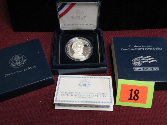 2009 Abraham Lincoln Commemorative Silver Proof Dollar MIB