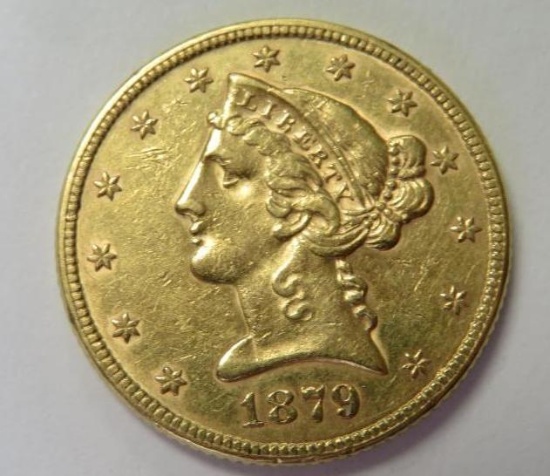 1879 U.S. $5 Five Dollar Gold Eagle Coin