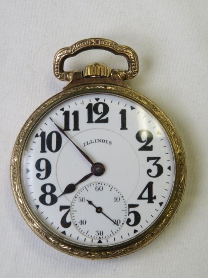 Antique Illinois Bunn 21 Jewel Pocket Watch