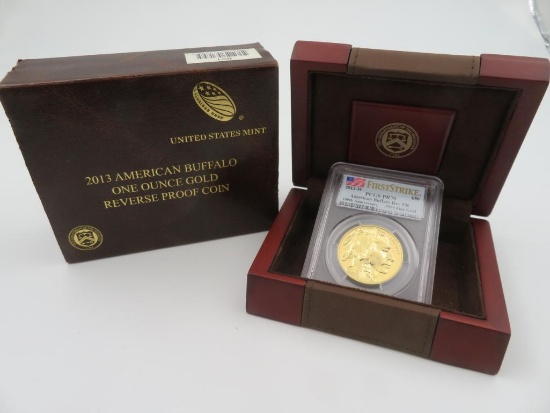 2013-W U.S. American Buffalo $50 Fifty Dollar Gold Reverse Proof Coin PCGS PR70