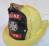 Vintage Fire Dept. Lieutenant Yellow Fireman's Helmet