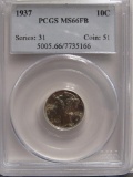 1937 Mercury US Silver Dime 10 cents PCGS MS66FB