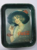 Antique 1913 Coca-Cola Hamilton Girl Metal Serving Tray