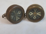 Lot of (2) WWII Marbles (Gladstone MI) Brass Coat Compass