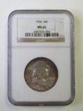 1954 U.S. Franklin Half Dollar Coin NGC Graded MS 65