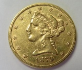 1879 U.S. $5 Five Dollar Gold Eagle Coin