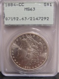 1884 CC US Morgan Silver Dollar PCGS MS63