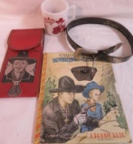 Estate Found Lot of Hopalong Cassidy Items Inc. Pencil Case. Mug, Belt, Book