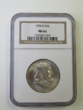 1954D U.S. Franklin Half Dollar Coin NGC MS65