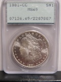 1881 CC US Morgan Silver Dollar PCGS MS65