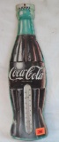 Vintage Coca-Cola Coke Embossed Metal Bottle Thermometer Sign