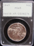 1943 Walking Liberty US Silver Half 1/2 Dollar PCGS MS65