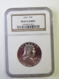 1961 U.S. Franklin Half Dollar Coin NGC Graded PF67 Cameo