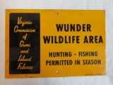 Antique 1930's Wonder Wildlife Area (Virginia) Metal Tacker Sign