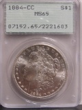 1884 CC Morgan US Silver Dollar PCGS MS65
