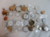 Estate Found Collection of Antique and Vintage Pocket Watch Movements, Cases and Parts