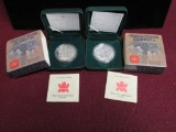 Lot (2) 2002 Canadian Golden Jubilee Sterling Silver Proof Dollars MIB