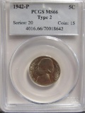 1942-P Jefferson Type 2 US Nickel PCGS MS66