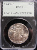 1943-D Walking Liberty US Silver Half 1/2 Dollar PCGS MS65