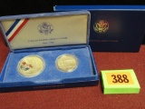 1986 US Ellis Island Silver Dollar and Half Dollar Proof Set