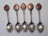 Group of (5) Vintage R.M.S. Queen Mary Silverplated Enamel Souvenir Spoons