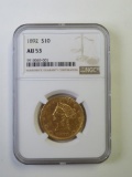 1892 U.S. $10 Ten Dollar Gold Eagle NGC Graded AU53