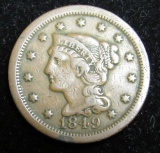 1849 US Large Cent Braided Hair