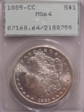 1885 CC Morgan US Silver Dollar PCGS MS64